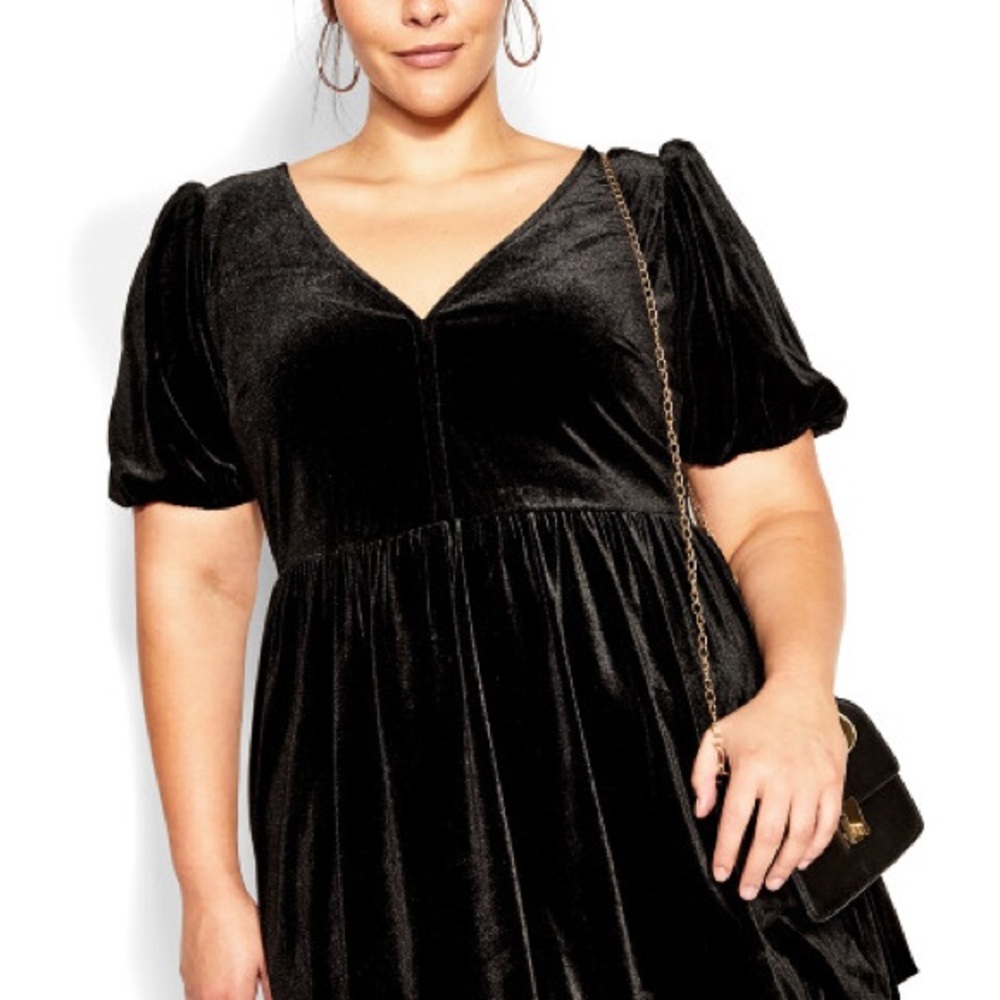 CITY CHIC Ada Black Velvet Mini Dress - Picture 5 of 16